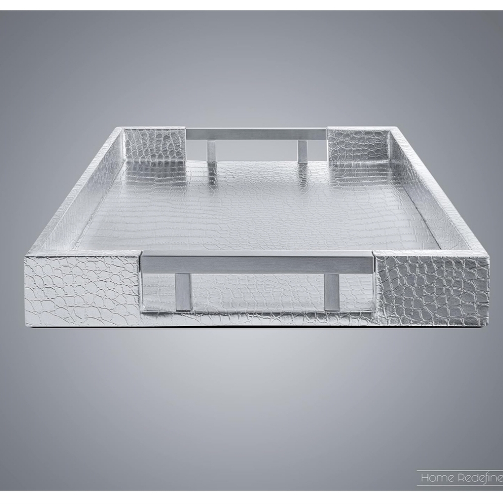 Silver Faux Leather Valet Display Tray Jewelry Display Tray